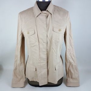 Elie Tahari Jacket, Beige Linen, Stretchy, Brown